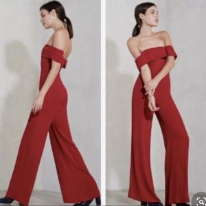 Preowned REFORMATION Red  Wide Leg jumpsuit XXS